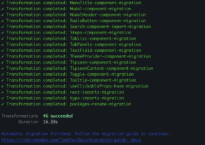 CLI running the migration codemods